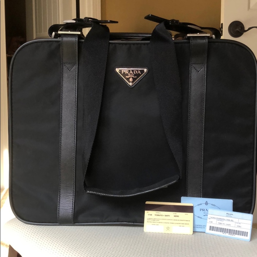 PRADA VALIGIA black Tessuto and Saffiano